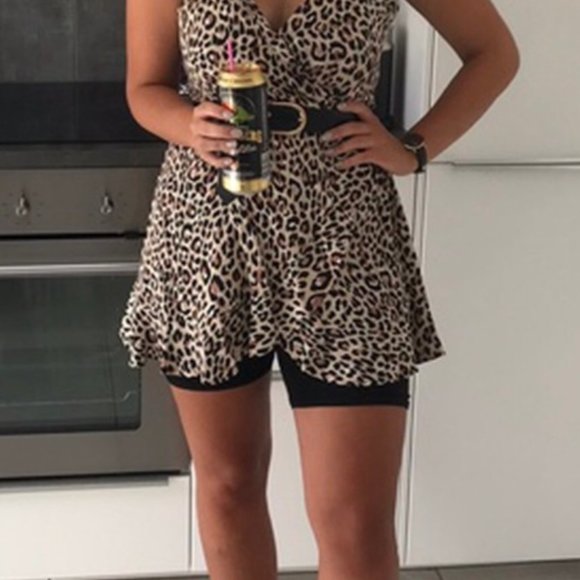 🌼 ASOS Bershka Leopard Print Wrap Front Mini Dress, S - Picture 7 of 15